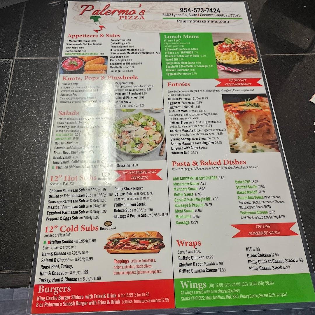 Palermo's Pizza Menu